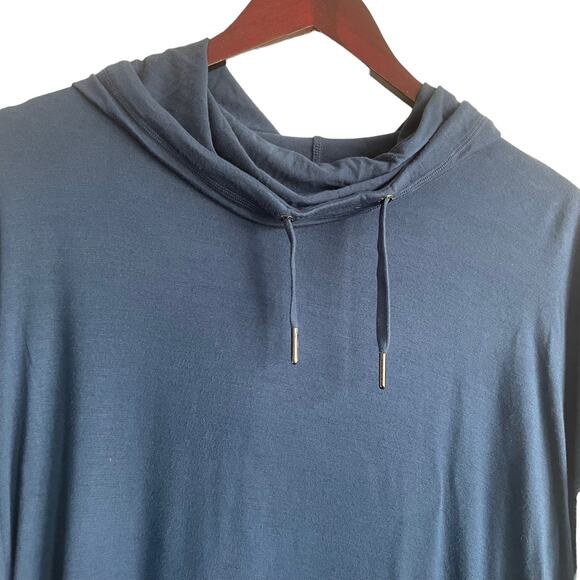 Gaiam Women Yoga Hoodie Top M Blue Color Block Soft Stretch Lounge Activewear - Picture 5 of 12